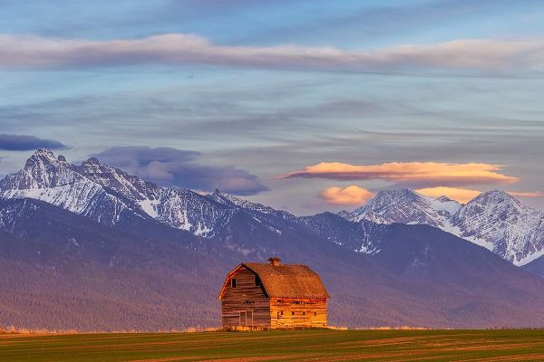 Haney, Chuck 아티스트의 Rustic old barn in evening light with Mission Mountains in Pablo-Montana-USA작품입니다.